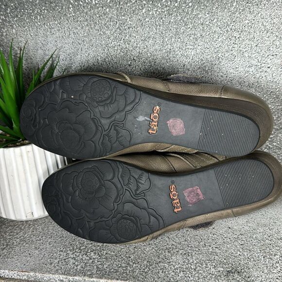 Taos Genuine Leather Splurge Pump Wedge Shoes Gray Leather Hook Loop Studded 9 - Picture 7 of 9